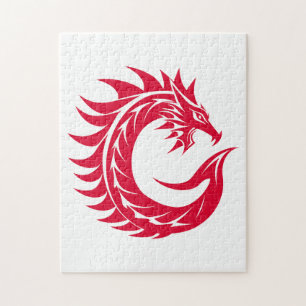 Dragon Styled Letter C, Dragon Alphabet, Monogram Jigsaw Puzzle