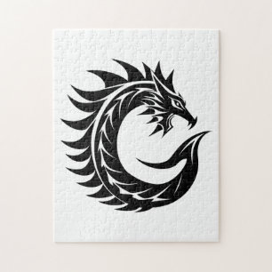 Dragon Styled Letter C, Dragon Alphabet, Monogram Jigsaw Puzzle