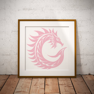 Dragon Styled Letter C, Dragon Alphabet, Monogram Photo Print