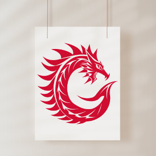Dragon Styled Letter C, Dragon Alphabet, Monogram Photo Print
