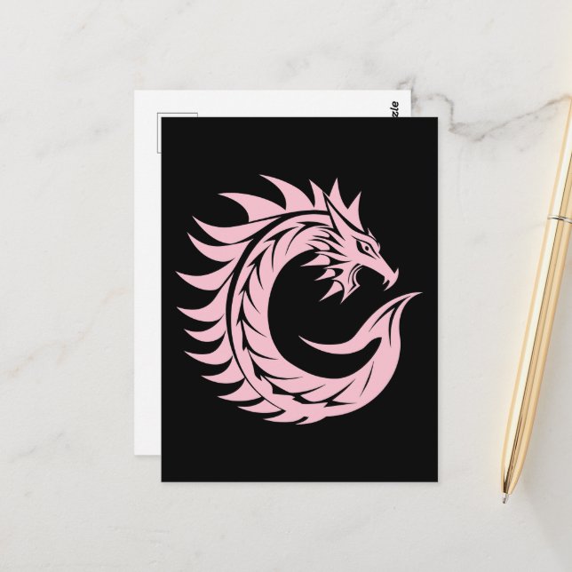 Dragon Styled Letter C, Dragon Alphabet, Monogram Postcard (Front/Back In Situ)