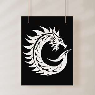 Dragon Styled Letter C, Dragon Alphabet, Monogram Poster