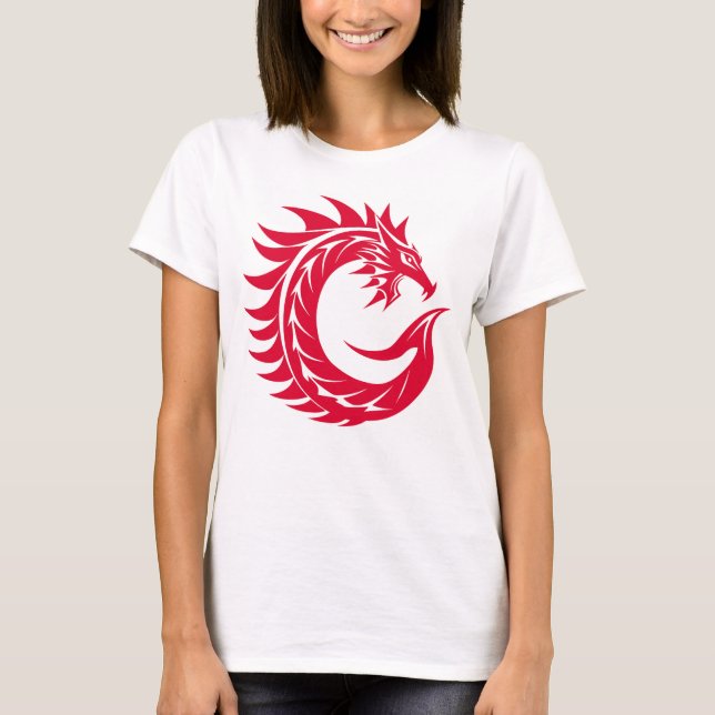 Dragon Styled Letter C, Dragon Alphabet, Monogram T-Shirt (Front)