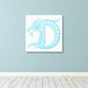 Dragon Styled Letter D, Dragon Alphabet, Monogram Canvas Print