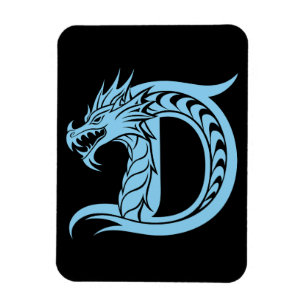 Dragon Styled Letter D, Dragon Alphabet, Monogram Magnet