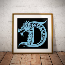 Dragon Styled Letter D, Dragon Alphabet, Monogram