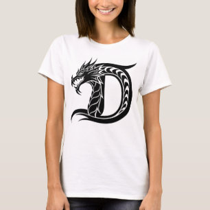 Dragon Styled Letter D, Dragon Alphabet, Monogram T-Shirt