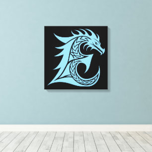 Dragon Styled Letter E, Dragon Alphabet, Monogram Canvas Print