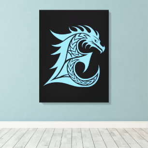 Dragon Styled Letter E, Dragon Alphabet, Monogram Canvas Print