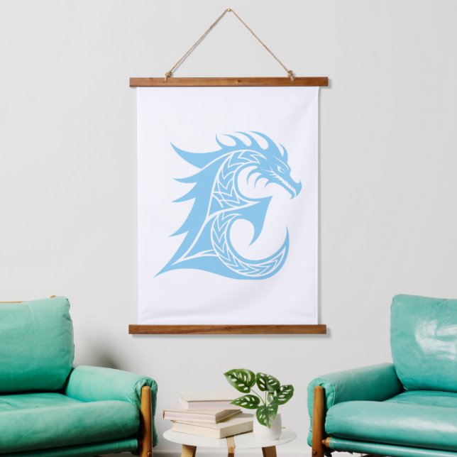 Dragon Styled Letter E, Dragon Alphabet, Monogram Hanging Tapestry (Living Room)