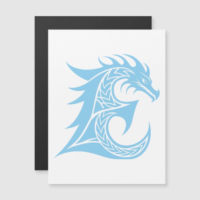 Dragon Styled Letter E, Dragon Alphabet, Monogram Magnetic Invitation (Front/Back)