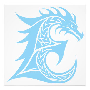Dragon Styled Letter E, Dragon Alphabet, Monogram Photo Print