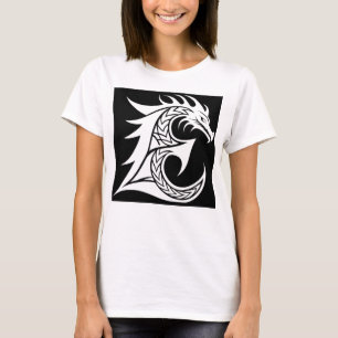 Dragon Styled Letter E, Dragon Alphabet, Monogram T-Shirt