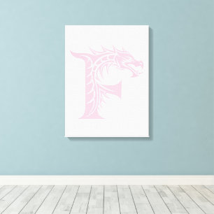 Dragon Styled Letter F, Dragon Alphabet, Monogram Canvas Print
