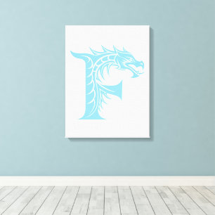 Dragon Styled Letter F, Dragon Alphabet, Monogram Canvas Print