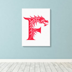 Dragon Styled Letter F, Dragon Alphabet, Monogram Canvas Print