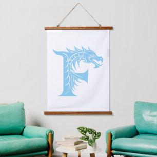 Dragon Styled Letter F, Dragon Alphabet, Monogram Hanging Tapestry