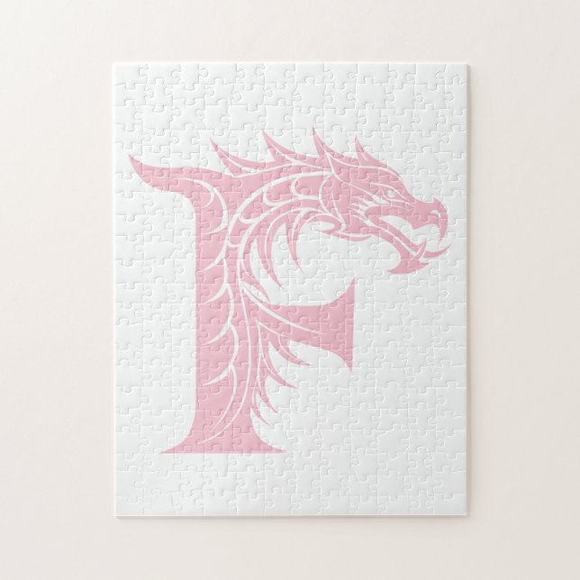 Dragon Styled Letter F, Dragon Alphabet, Monogram Jigsaw Puzzle (Vertical)