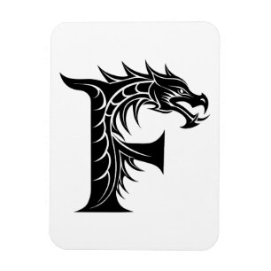 Dragon Styled Letter F, Dragon Alphabet, Monogram Magnet