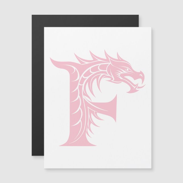 Dragon Styled Letter F, Dragon Alphabet, Monogram Magnetic Invitation (Front/Back)