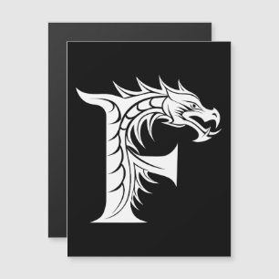 Dragon Styled Letter F, Dragon Alphabet, Monogram Magnetic Invitation