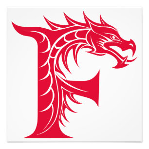 Dragon Styled Letter F, Dragon Alphabet, Monogram Photo Print
