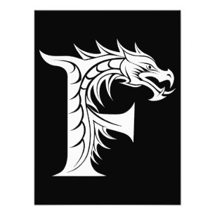 Dragon Styled Letter F, Dragon Alphabet, Monogram Photo Print
