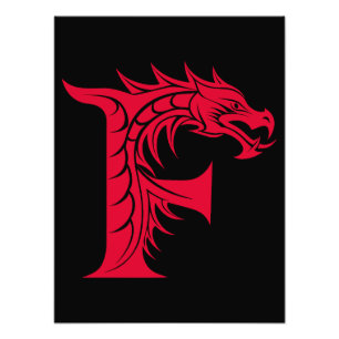 Dragon Styled Letter F, Dragon Alphabet, Monogram Photo Print