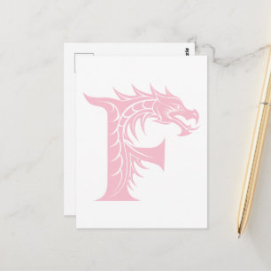 Dragon Styled Letter F, Dragon Alphabet, Monogram Postcard