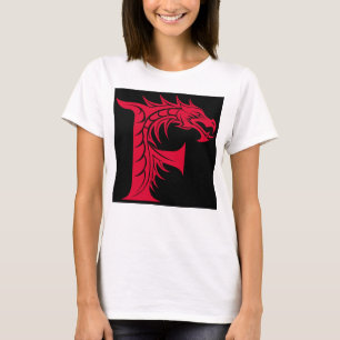 Dragon Styled Letter F, Dragon Alphabet, Monogram T-Shirt