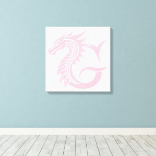 Dragon Styled Letter G, Dragon Alphabet, Monogram Canvas Print