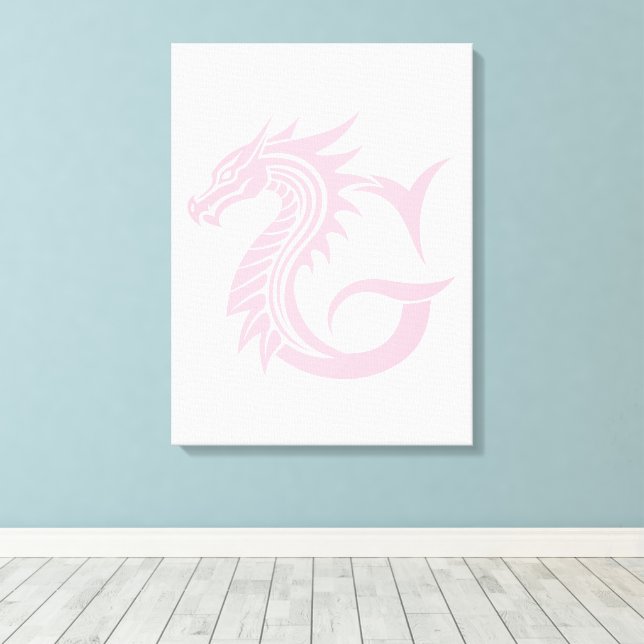 Dragon Styled Letter G, Dragon Alphabet, Monogram Canvas Print (Insitu(Wood Floor))
