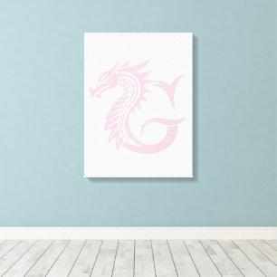 Dragon Styled Letter G, Dragon Alphabet, Monogram Canvas Print