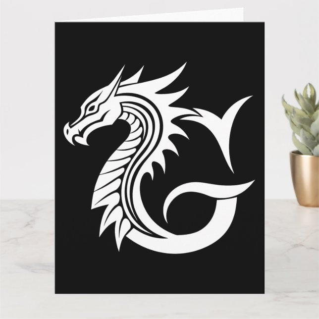 Dragon Styled Letter G, Dragon Alphabet, Monogram Card (Small Plant)
