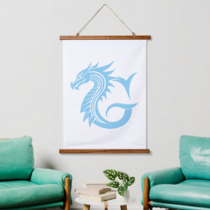 Dragon Styled Letter G, Dragon Alphabet, Monogram Hanging Tapestry