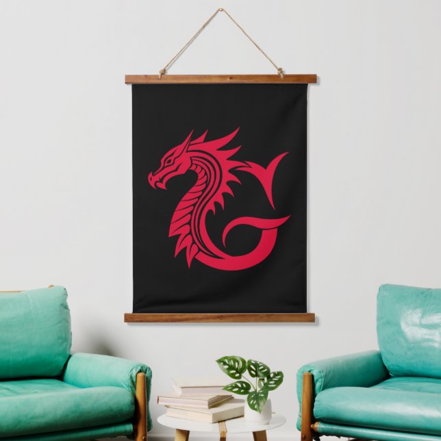 Dragon Styled Letter G, Dragon Alphabet, Monogram Hanging Tapestry (Living Room)