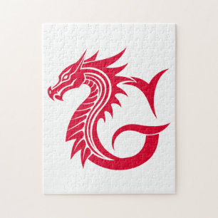Dragon Styled Letter G, Dragon Alphabet, Monogram Jigsaw Puzzle