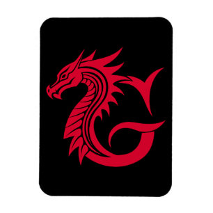 Dragon Styled Letter G, Dragon Alphabet, Monogram Magnet