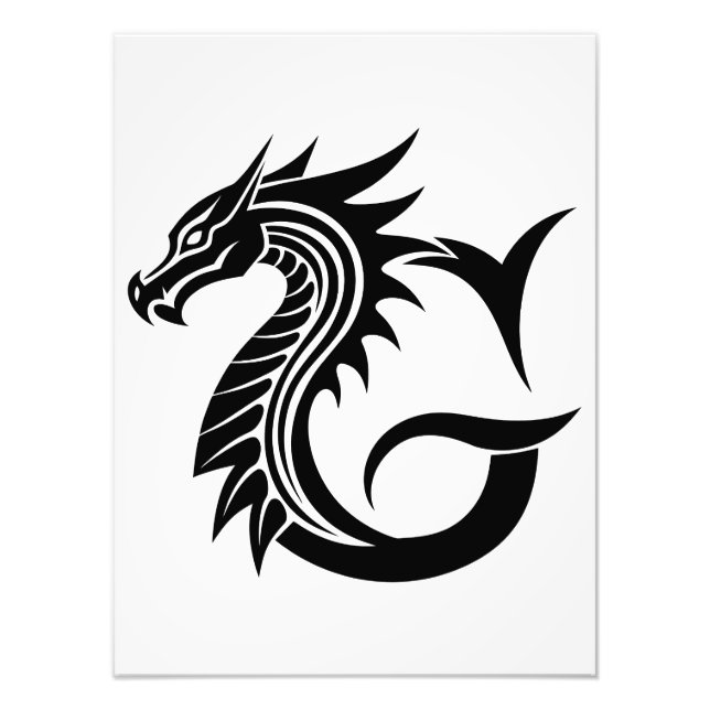 Dragon Styled Letter G, Dragon Alphabet, Monogram Photo Print (Front)