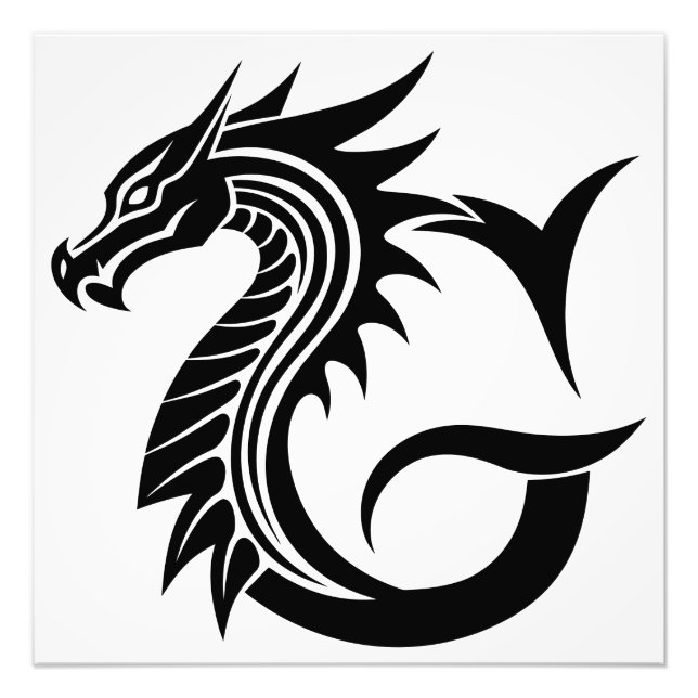 Dragon Styled Letter G, Dragon Alphabet, Monogram Photo Print (Front)