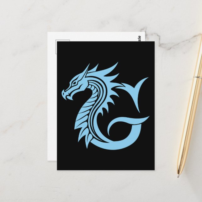 Dragon Styled Letter G, Dragon Alphabet, Monogram Postcard (Front/Back In Situ)