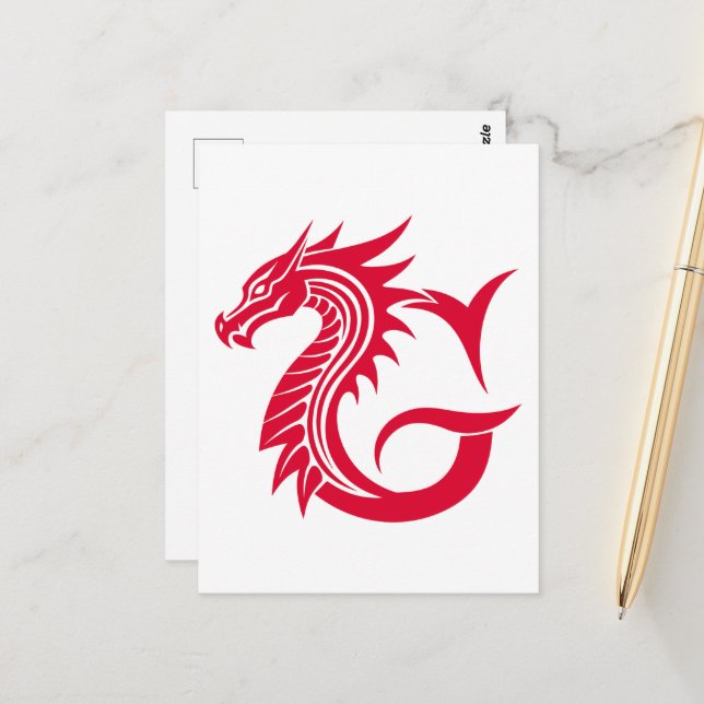 Dragon Styled Letter G, Dragon Alphabet, Monogram Postcard (Front/Back In Situ)
