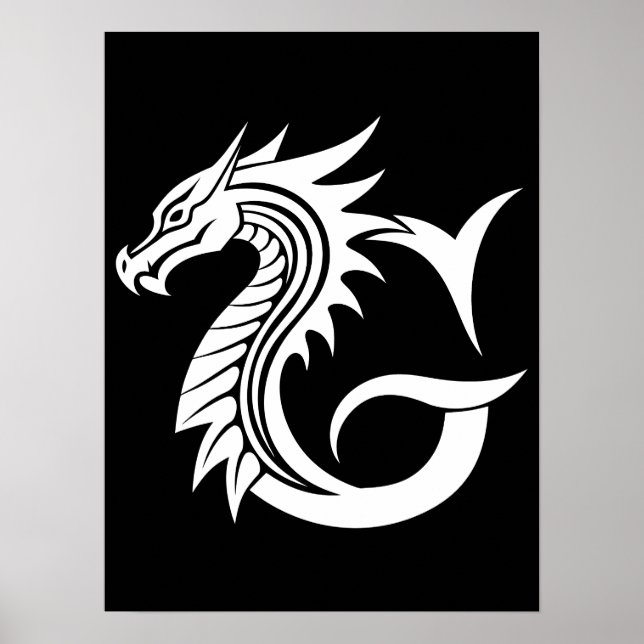 Dragon Styled Letter G, Dragon Alphabet, Monogram Poster (Front)