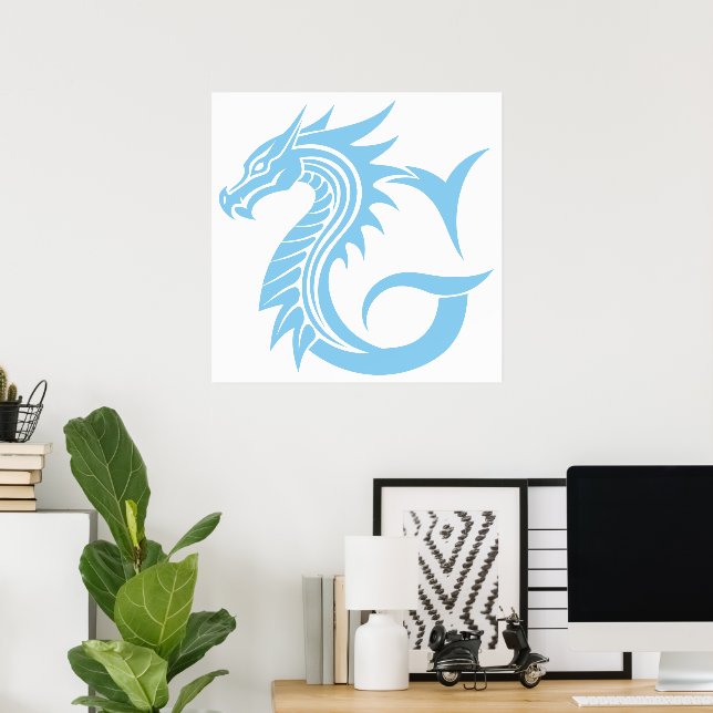 Dragon Styled Letter G, Dragon Alphabet, Monogram Poster (Home Office)