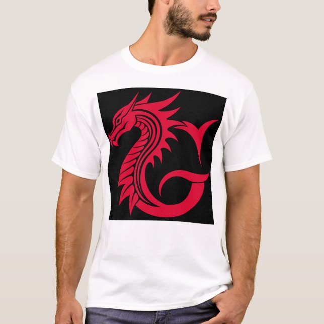 Dragon Styled Letter G, Dragon Alphabet, Monogram T-Shirt (Front)