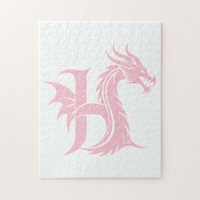 Dragon Styled Letter H, Dragon Alphabet, Monogram Jigsaw Puzzle (Vertical)