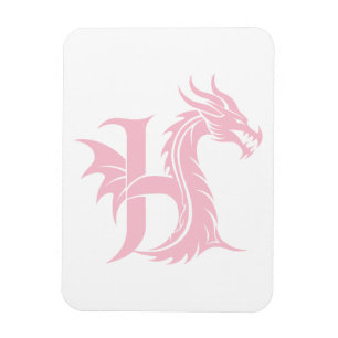 Dragon Styled Letter H, Dragon Alphabet, Monogram Magnet