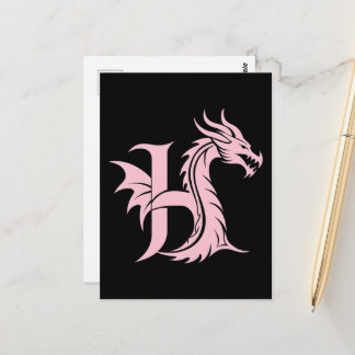 Dragon Styled Letter H, Dragon Alphabet, Monogram Postcard