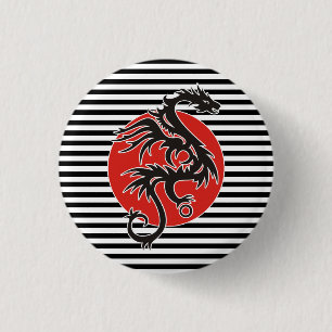 Dragon Sun - black red white + your ideas 3 Cm Round Badge