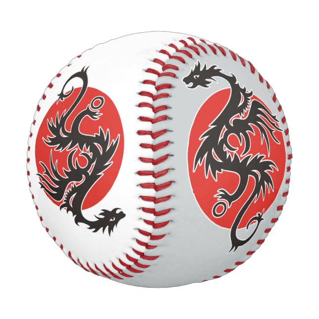 Dragon Sun - black red white + your ideas Baseball (Angled)